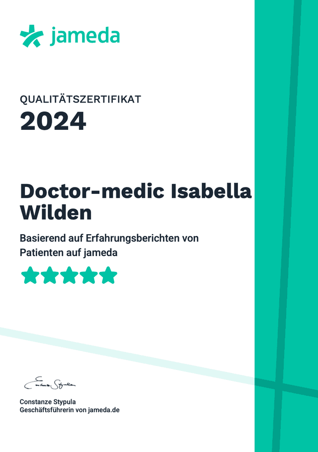 Jameda Qualitätszertifikat Isabella 2024
